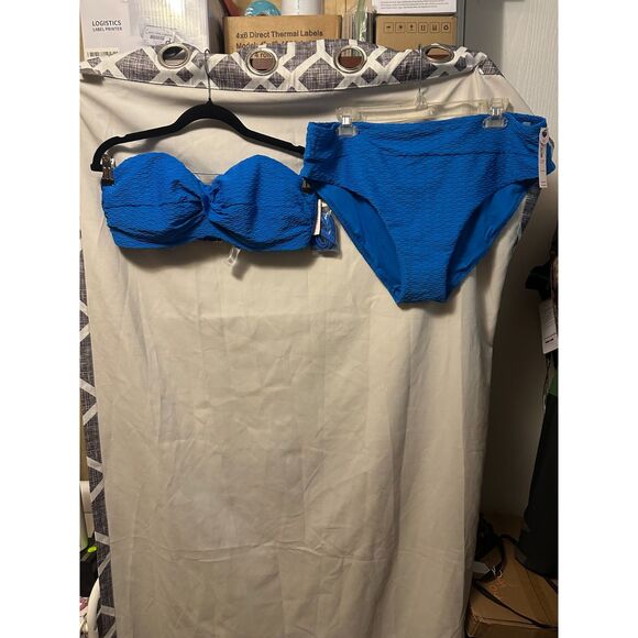 NWT Victoria Secret Twist Push-Up Bandeau Top Size 38D Matching Bottoms Size XXL - Picture 1 of 6